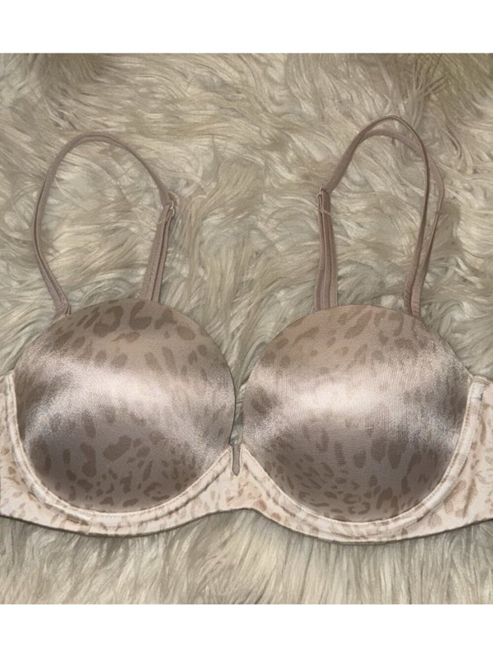 Victorias Secret Very Sexy Multiway Bra Padded Animal Print Womens 34B Beige - Picture 3 of 6